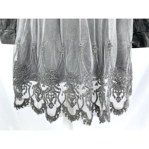 Victorian Trading Co Jacket Women L/XL Gray Lace Corduroy Button Closure - Picture 6 of 16